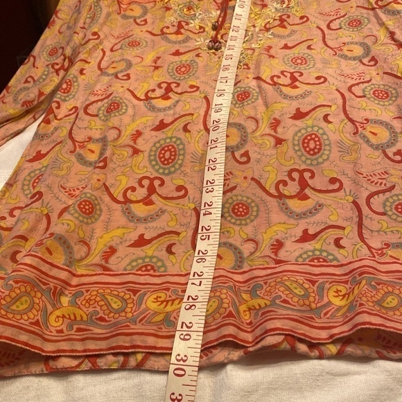 LUCKY BRAND | Boho Embroidered Split Neck Tunic Blouse | Size Small - Picture 9 of 11